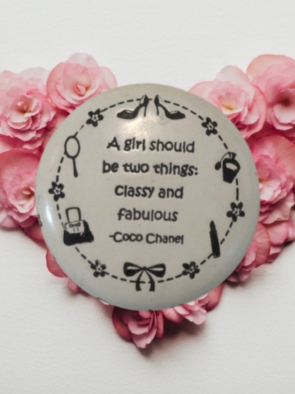 Coco Chanel Quote Heavy Paperweight Round Office Decor White and Black